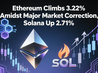 Ethereum Climbs 3.22% Amidst Major Market Correction, Solana Up 2.71%