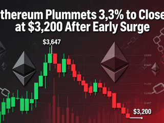 Ethereum Plummets 3.3% to Close at $3,200 After Early Surge to $3,647