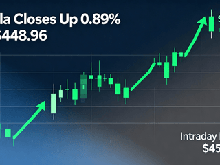 Tesla Closes Up 0.89% at $448.96 After Intraday High of $454.30