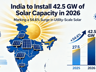 India to Install 42.5 GW of Solar Capacity in 2026, Marking a 54.6% Surge in Utility-Scale Solar
