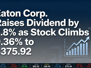 Eaton Corp Raises Dividend by 5.8% as Stock Climbs 0.36% to $375.92