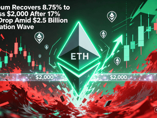 Ethereum Recovers 8.75% to Surpass $2,000 After 17% Daily Drop Amid $2.5 Billion Liquidation Wave