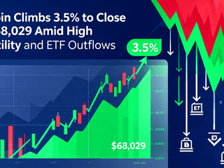 Bitcoin Climbs 3.5% to Close at $68,029 Amid High Volatility and ETF Outflows