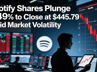Spotify Shares Plunge 8.49% to Close at $445.79 Amid Market Volatility