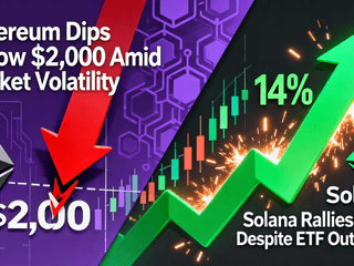 Ethereum Dips Below $2,000 Amid Market Volatility; Solana Rallies 14% Despite ETF Outflows