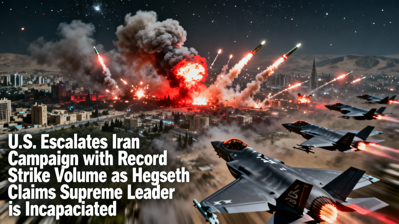 U.S. Escalates Iran Campaign with Record Strike Volume as Hegseth Claims Supreme Leader is Incapacitated