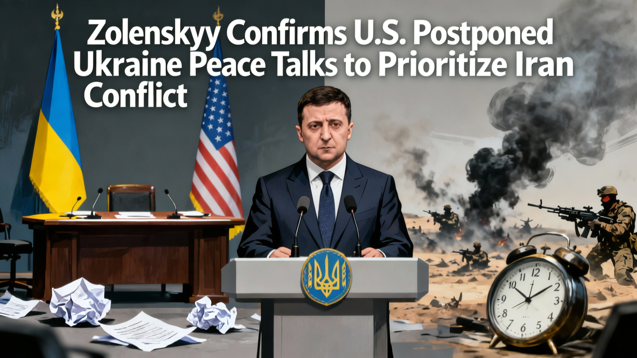 Zelenskyy Confirms U.S. Postponed Ukraine Peace Talks to Prioritize Iran Conflict