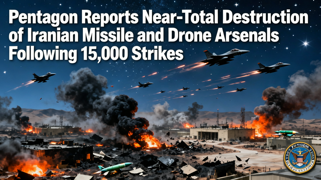 Pentagon Reports Near-Total Destruction of Iranian Missile and Drone Arsenals Following 15,000 Strikes
