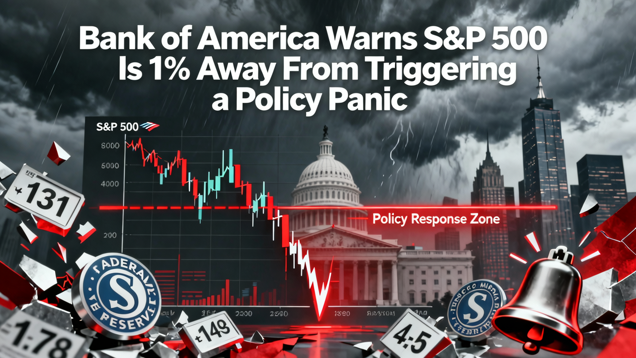 Bank of America Warns S&P 500 Is 1% Away From Triggering a Policy Panic