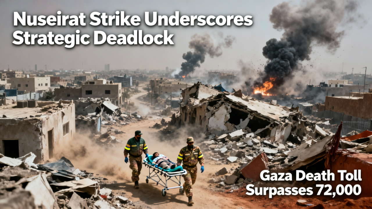 Nuseirat Strike Underscores Strategic Deadlock as Gaza Death Toll Surpasses 72,000
