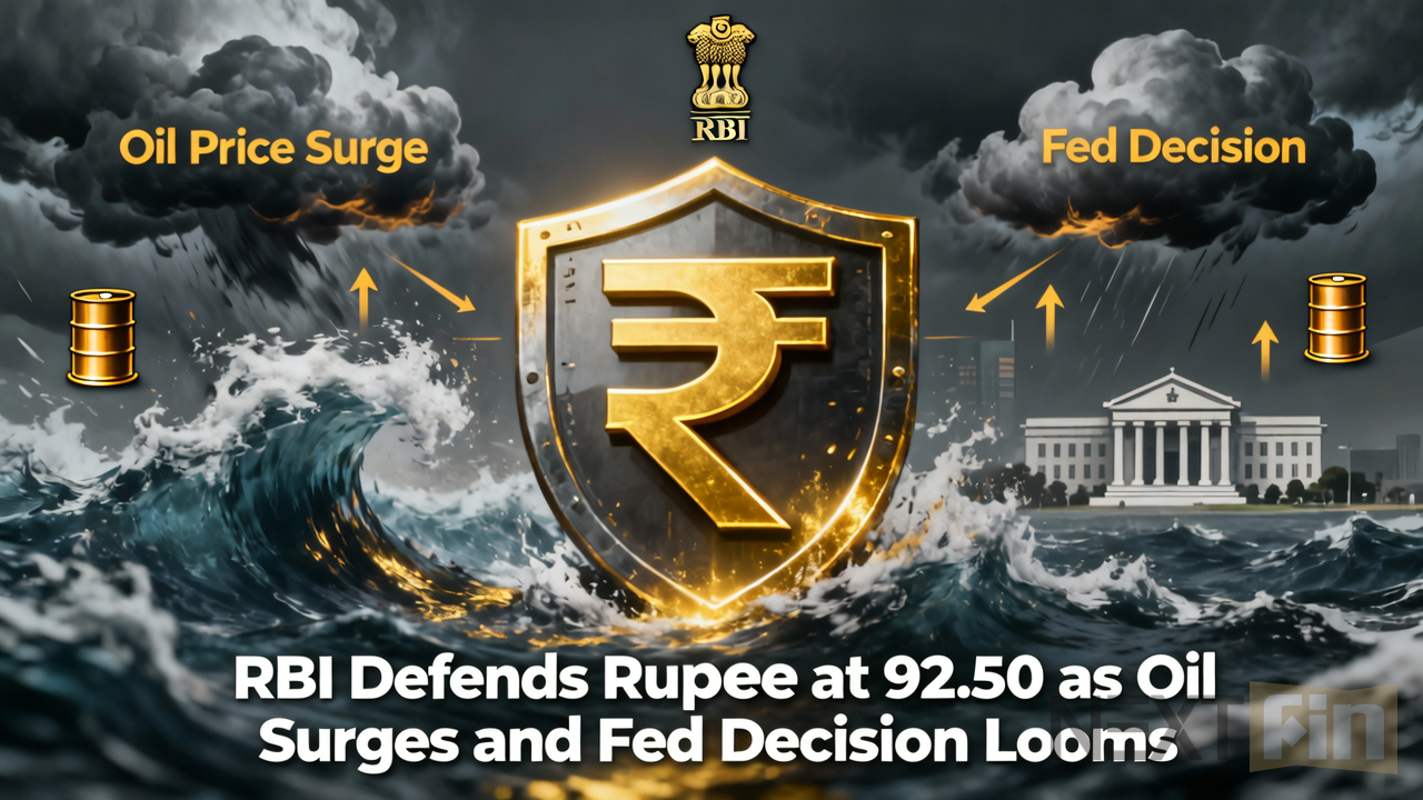 RBI Defends Rupee at 92.50 as Oil Surges and Fed Decision Looms