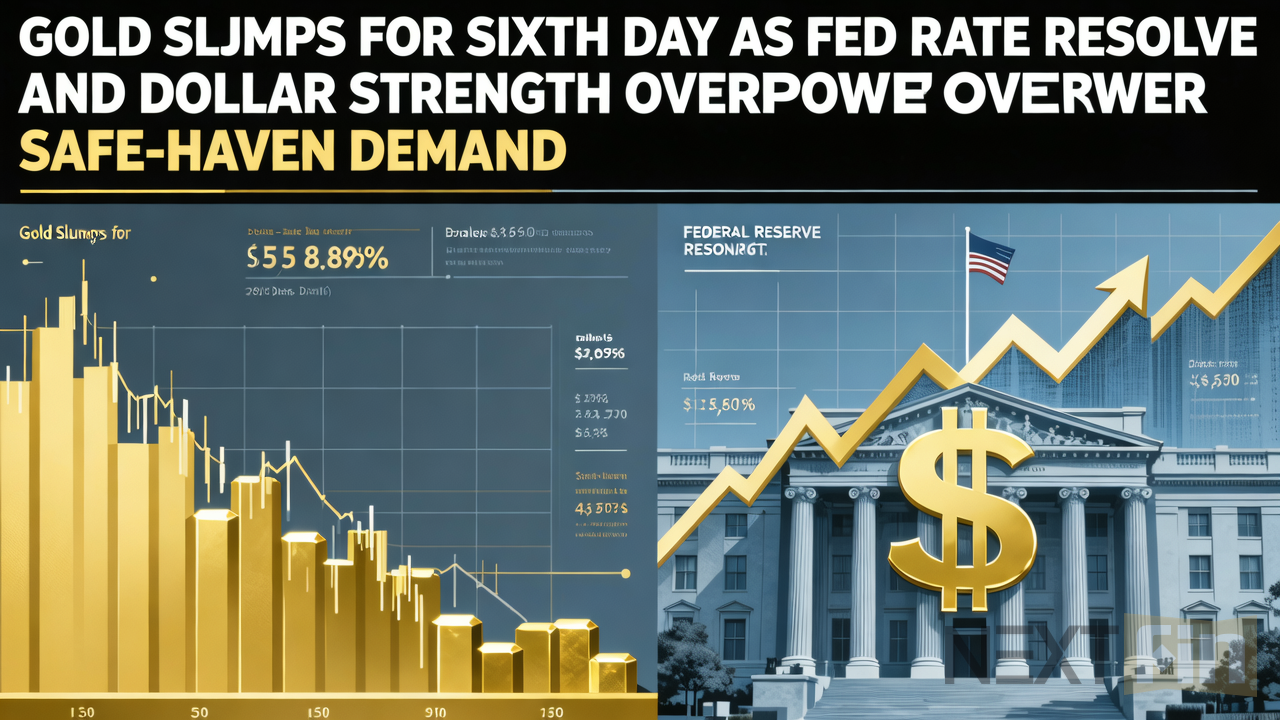 Gold Slumps for Sixth Day as Fed Rate Resolve and Dollar Strength Overpower Safe-Haven Demand