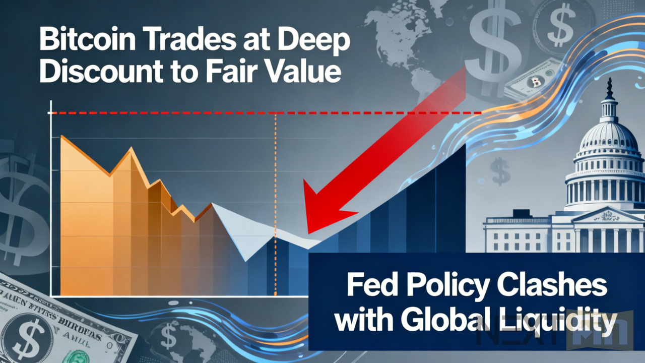 Bitcoin Trades at Deep Discount to Fair Value as Fed Policy Clashes with Global Liquidity