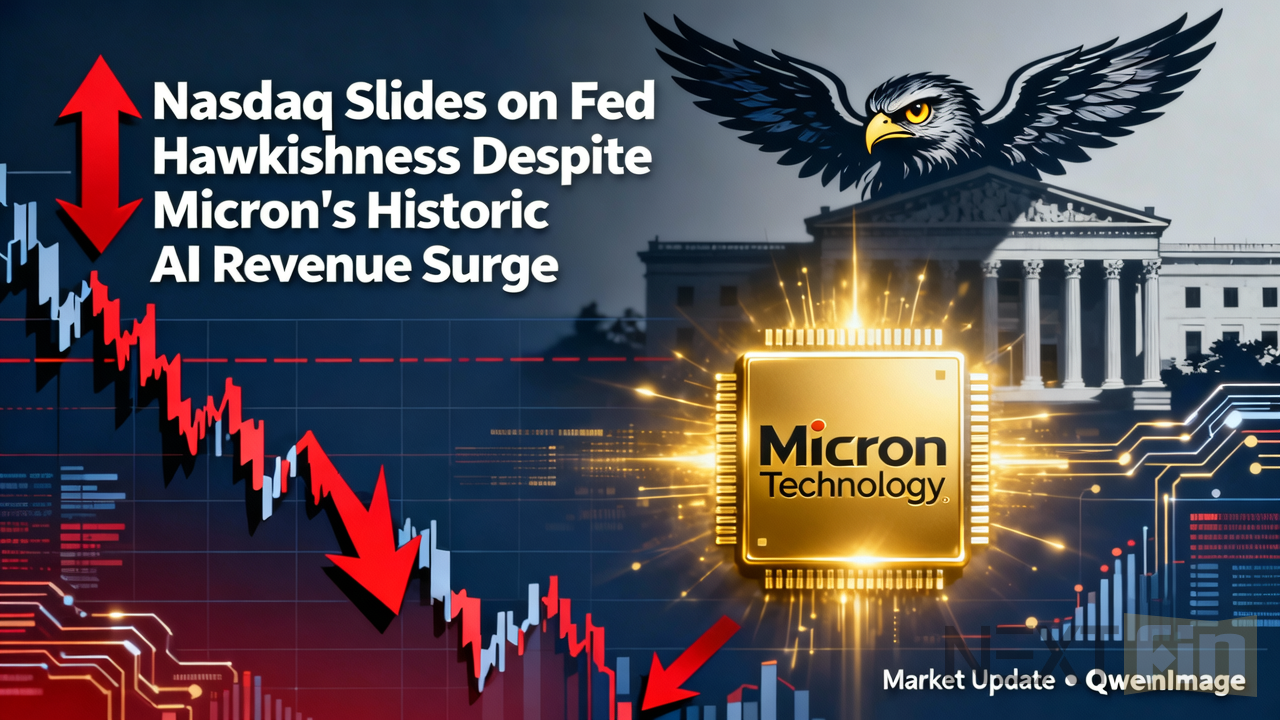 Nasdaq Slides on Fed Hawkishness Despite Micron’s Historic AI Revenue Surge