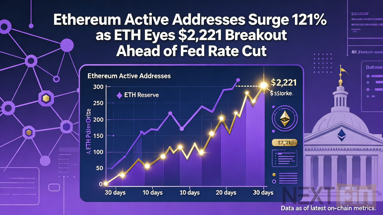 Ethereum Active Addresses Surge 121% as ETH Eyes $2,221 Breakout Ahead of Fed Rate Cut