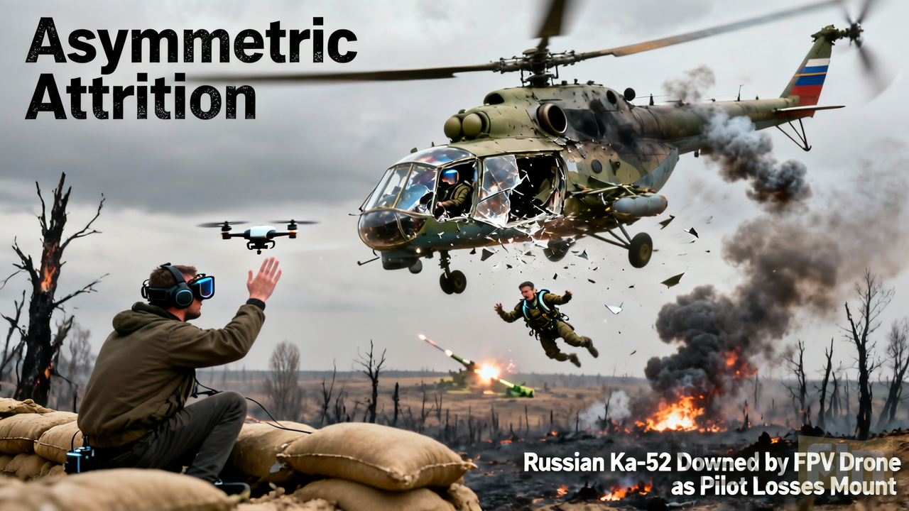 Asymmetric Attrition: Russian Ka-52 Downed by FPV Drone as Pilot Losses Mount