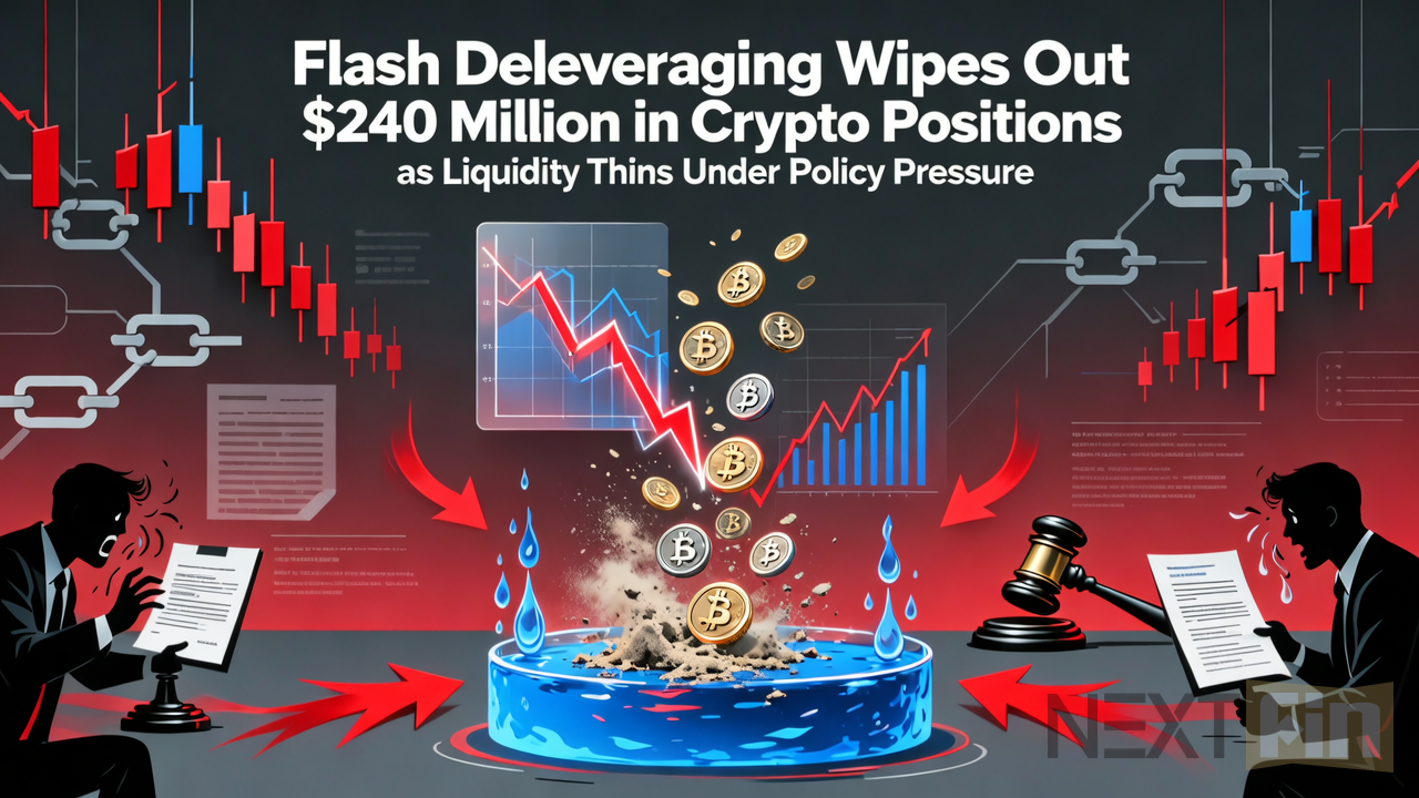 Flash Deleveraging Wipes Out $240 Million in Crypto Positions as Liquidity Thins Under Policy Pressure