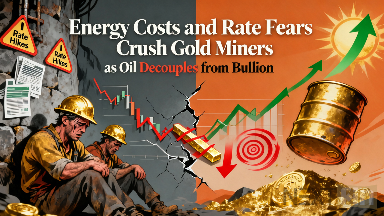 Energy Costs and Rate Fears Crush Gold Miners as Oil Decouples from Bullion