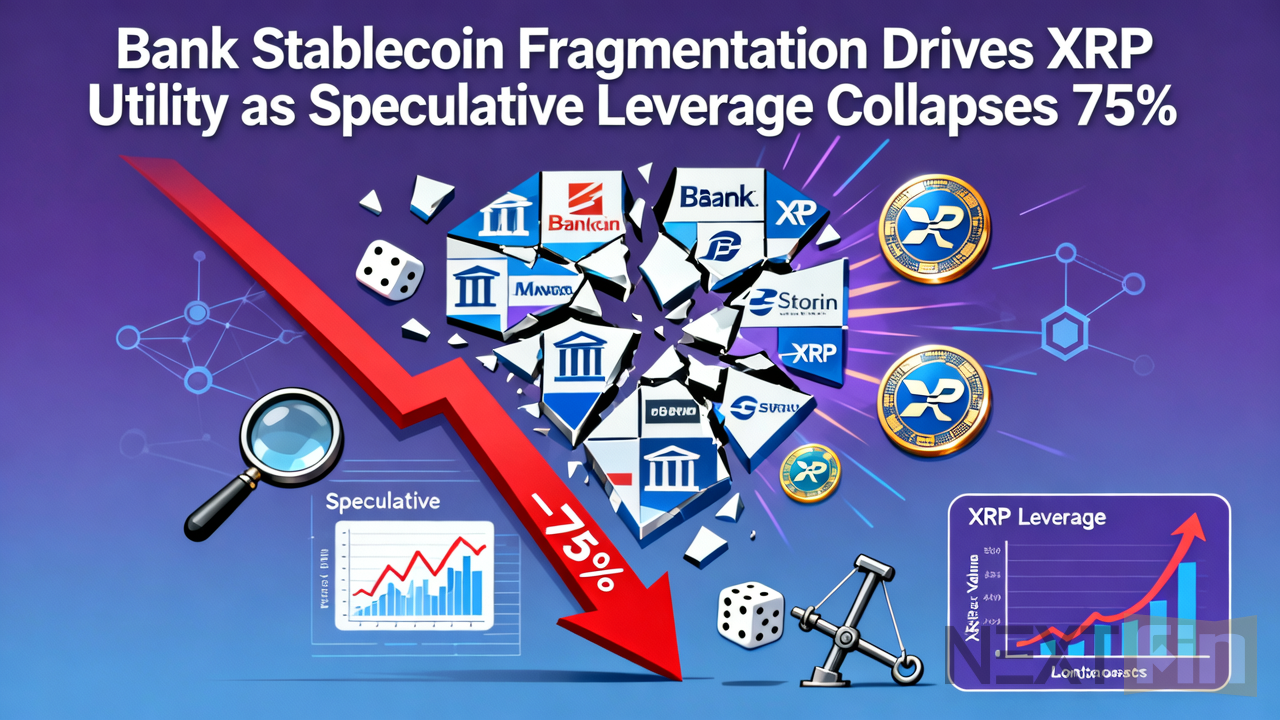 Bank Stablecoin Fragmentation Drives XRP Utility as Speculative Leverage Collapses 75%