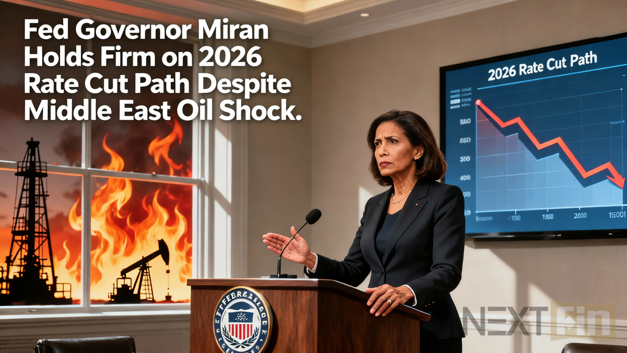 Fed Governor Miran Holds Firm on 2026 Rate Cut Path Despite Middle East Oil Shock