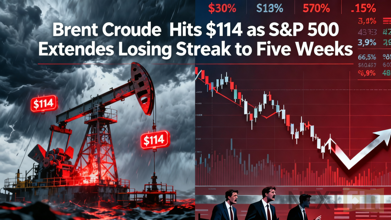 Brent Crude Hits $114 as S&P 500 Extends Losing Streak to Five Weeks