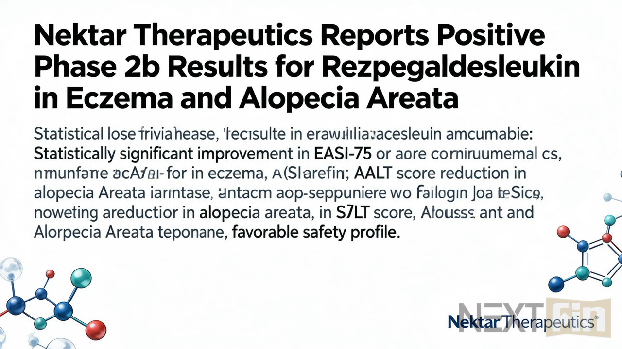 Nektar Therapeutics Reports Positive Phase 2b Results for Rezpegaldesleukin in Eczema and Alopecia Areata