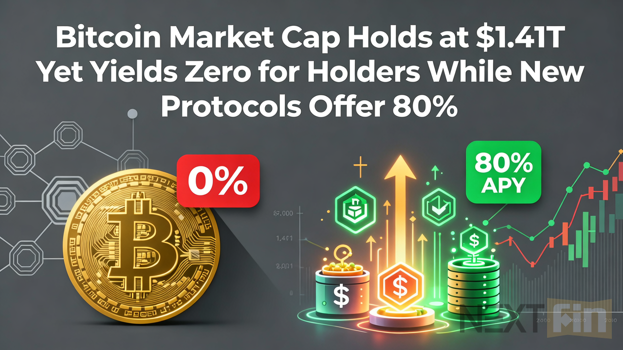 Bitcoin Market Cap Holds at $1.41T Yet Yields Zero for Holders While New Protocols Offer 80%