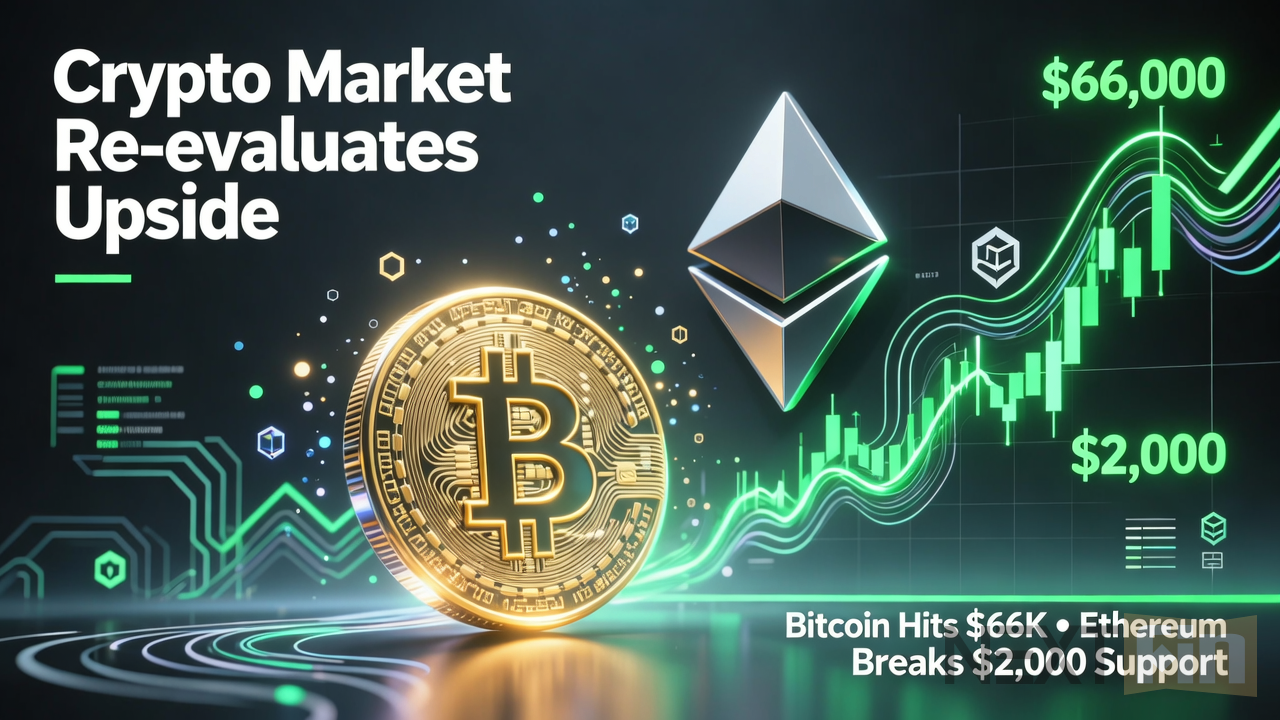 Crypto Market Re-evaluates Upside as Bitcoin Hits $66K and Ethereum Breaks $2,000 Support