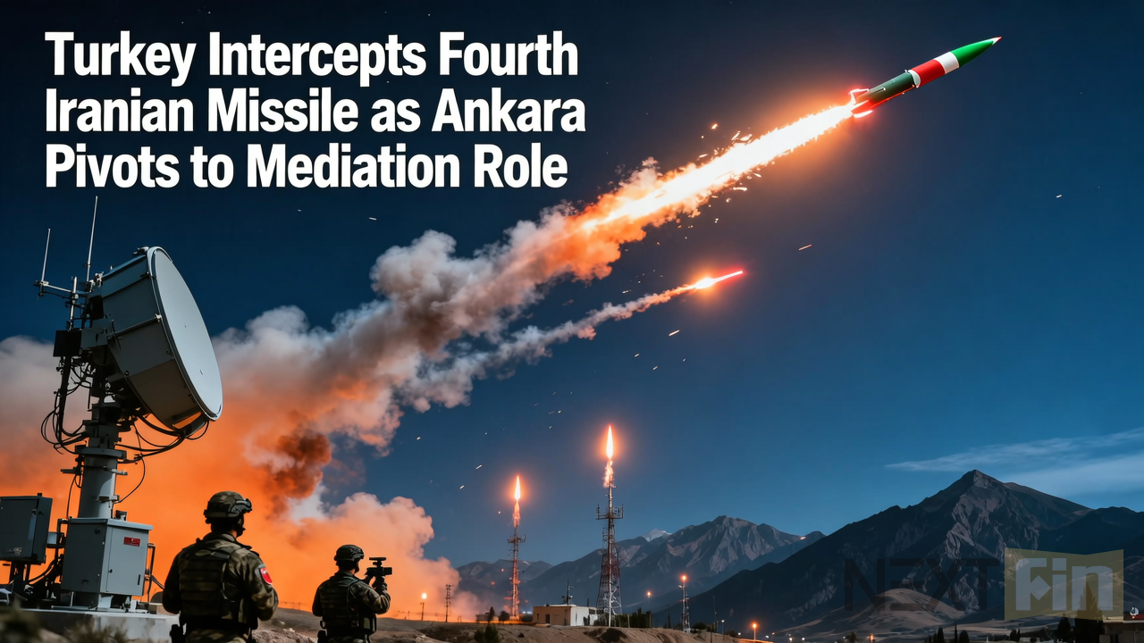 Turkey Intercepts Fourth Iranian Missile as Ankara Pivots to Mediation Role