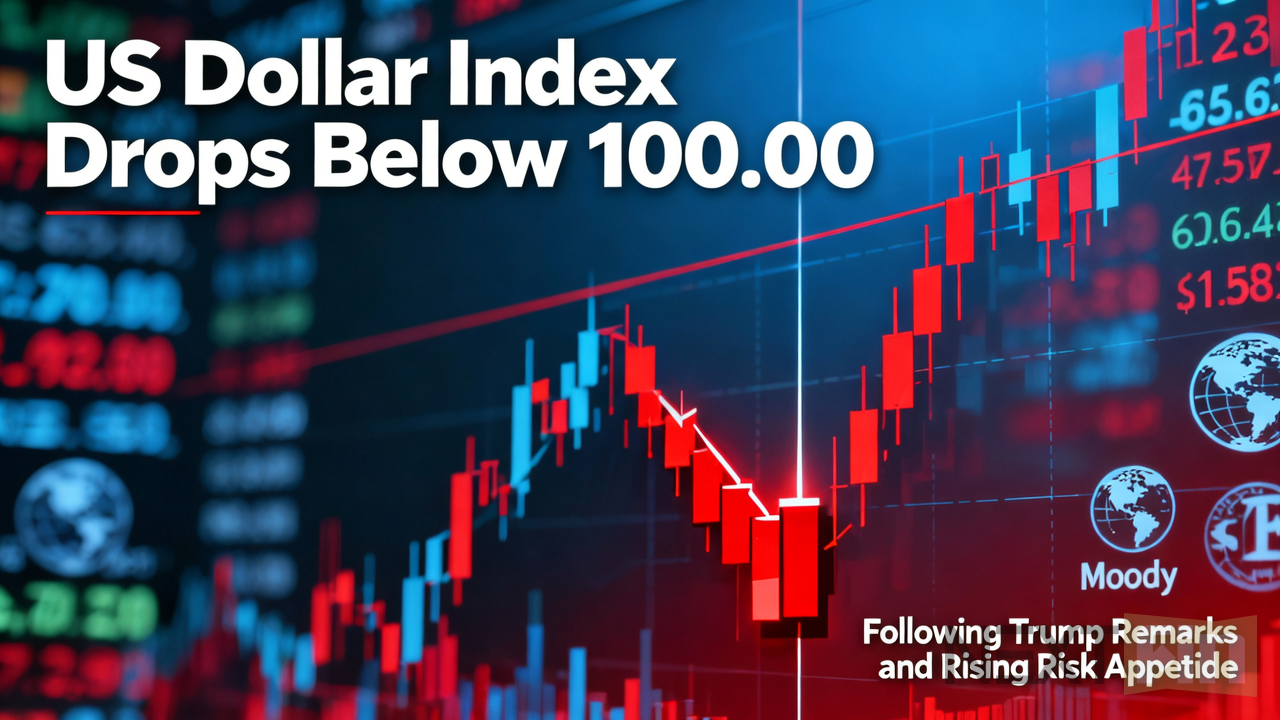 US Dollar Index Drops Below 100.00 Following Trump Remarks and Rising Risk Appetite