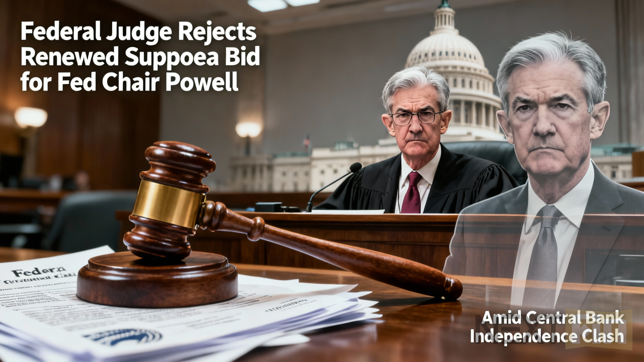 Federal Judge Rejects Renewed Subpoena Bid for Fed Chair Powell Amid Central Bank Independence Clash