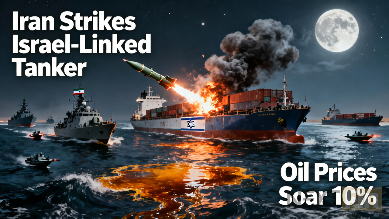 Iran Strikes Israel-Linked Tanker as Hormuz Blockade Sends Oil Prices Soaring 10%
