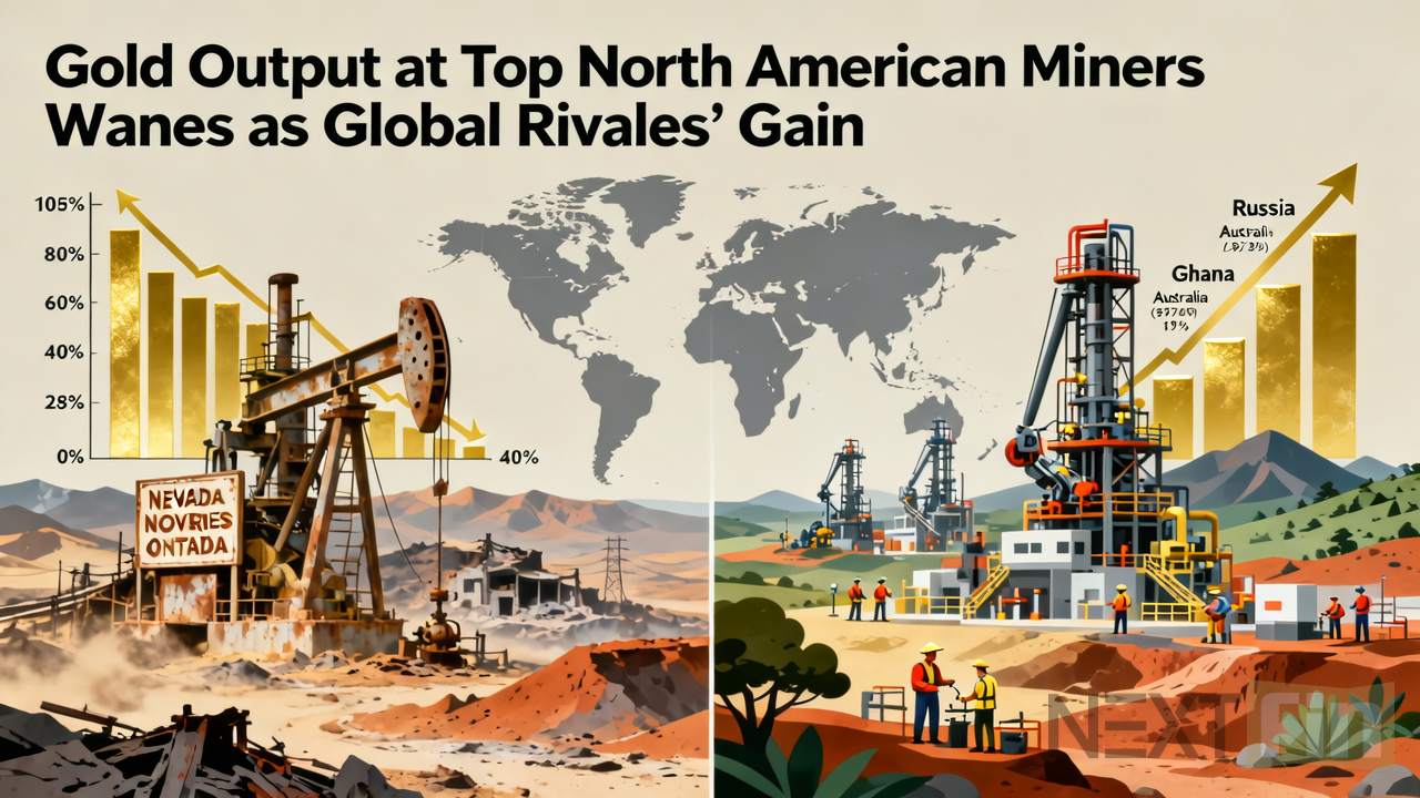 Gold Output at Top North American Miners Wanes as Global Rivals Gain