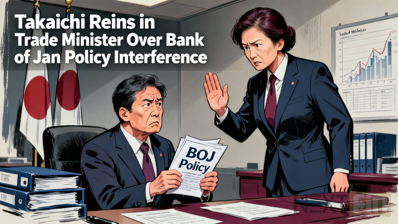 Takaichi Reins in Trade Minister Over Bank of Japan Policy Interference