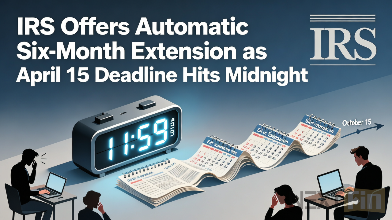 IRS Offers Automatic Six-Month Extension as April 15 Deadline Hits Midnight
