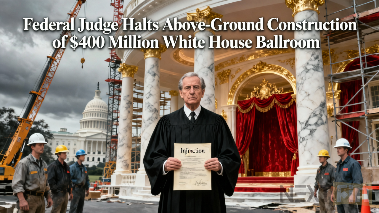 Federal Judge Halts Above-Ground Construction of $400 Million White House Ballroom