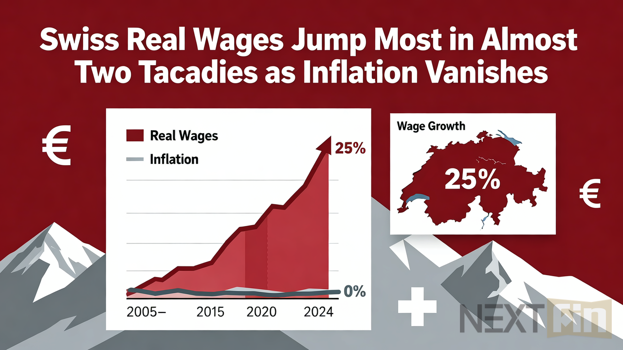 Swiss Real Wages Jump Most in Almost Two Decades as Inflation Vanishes