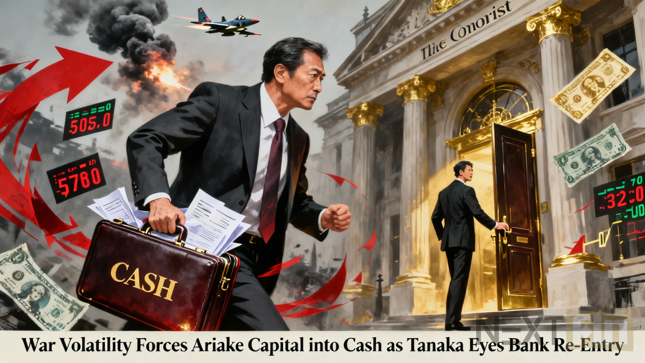 War Volatility Forces Ariake Capital into Cash as Tanaka Eyes Bank Re-Entry