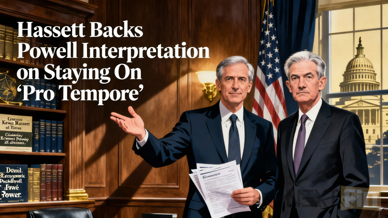 Hassett Backs Powell Interpretation on Staying On ‘Pro Tempore’