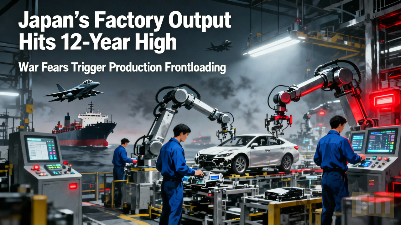 Japan’s Factory Output Hits 12-Year High as War Fears Trigger Production Frontloading