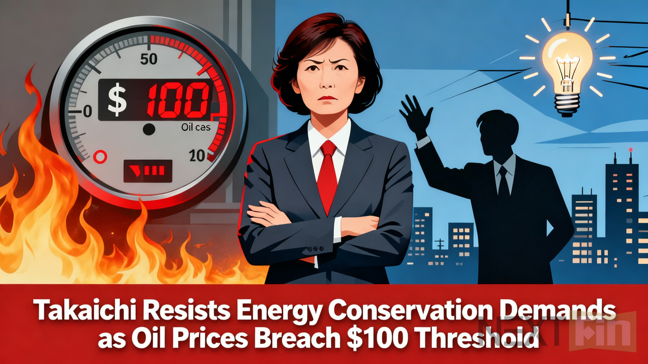 Takaichi Resists Energy Conservation Demands as Oil Prices Breach $100 Threshold