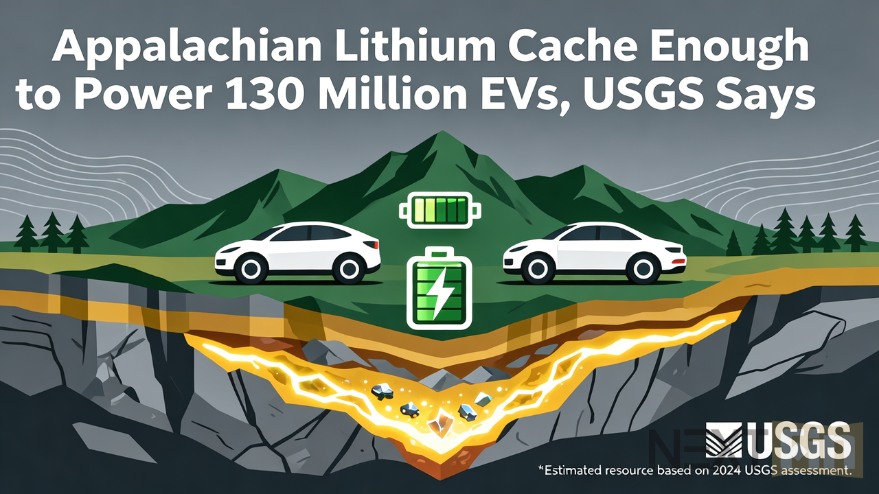 Appalachian Lithium Cache Enough to Power 130 Million EVs, USGS Says