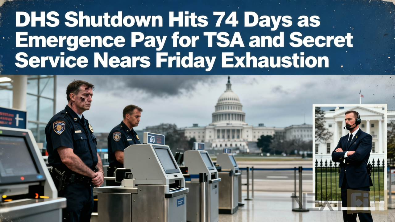 DHS Shutdown Hits 74 Days as Emergency Pay for TSA and Secret Service Nears Friday Exhaustion