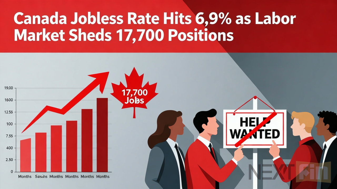 Canada Jobless Rate Hits 6.9% as Labor Market Sheds 17,700 Positions