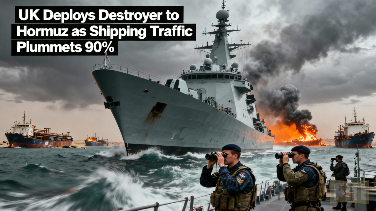 UK Deploys Destroyer to Hormuz as Shipping Traffic Plummets 90%