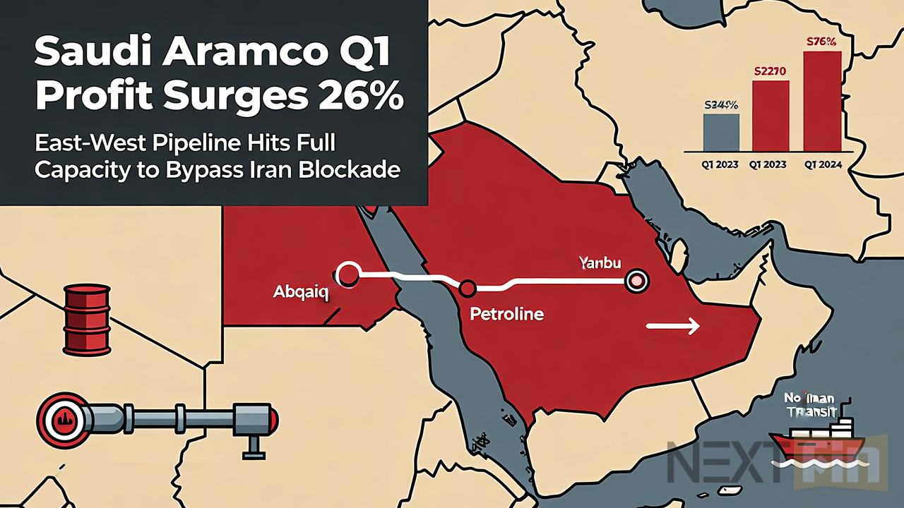 Saudi Aramco Q1 Profit Surges 26% as East-West Pipeline Hits Capacity to Bypass Iran Blockade