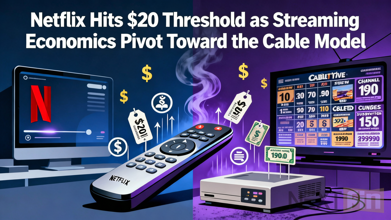 Netflix Hits $20 Threshold as Streaming Economics Pivot Toward the Cable Model