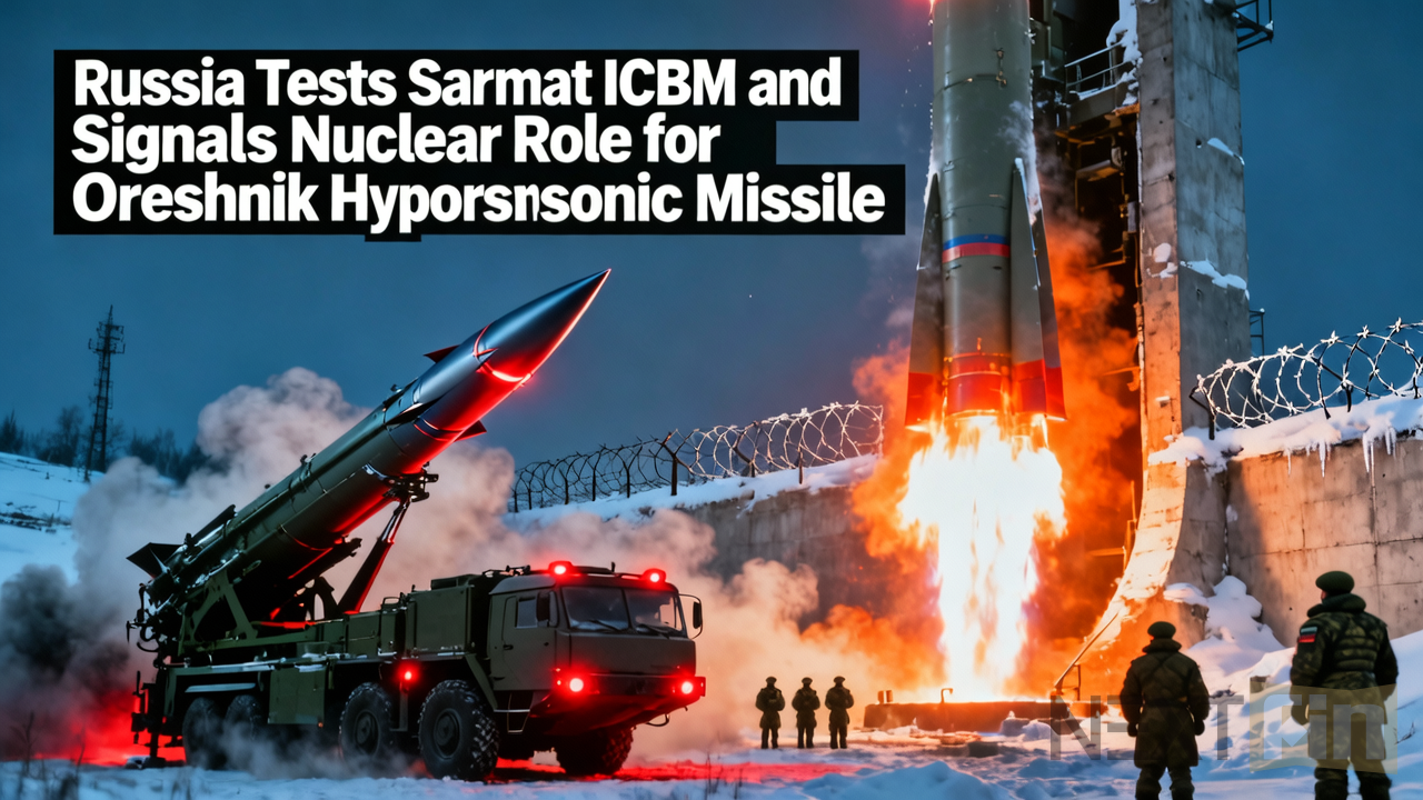 Russia Tests Sarmat ICBM and Signals Nuclear Role for Oreshnik Hypersonic Missile