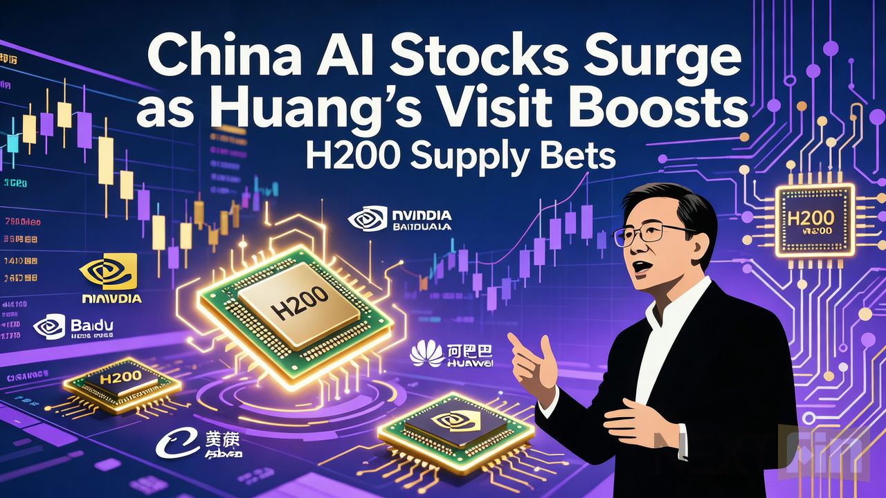 China AI Stocks Surge as Huang’s Visit Boosts H200 Supply Bets