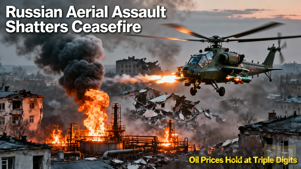 Russian Aerial Assault Shatters Ceasefire as Oil Prices Hold at Triple Digits